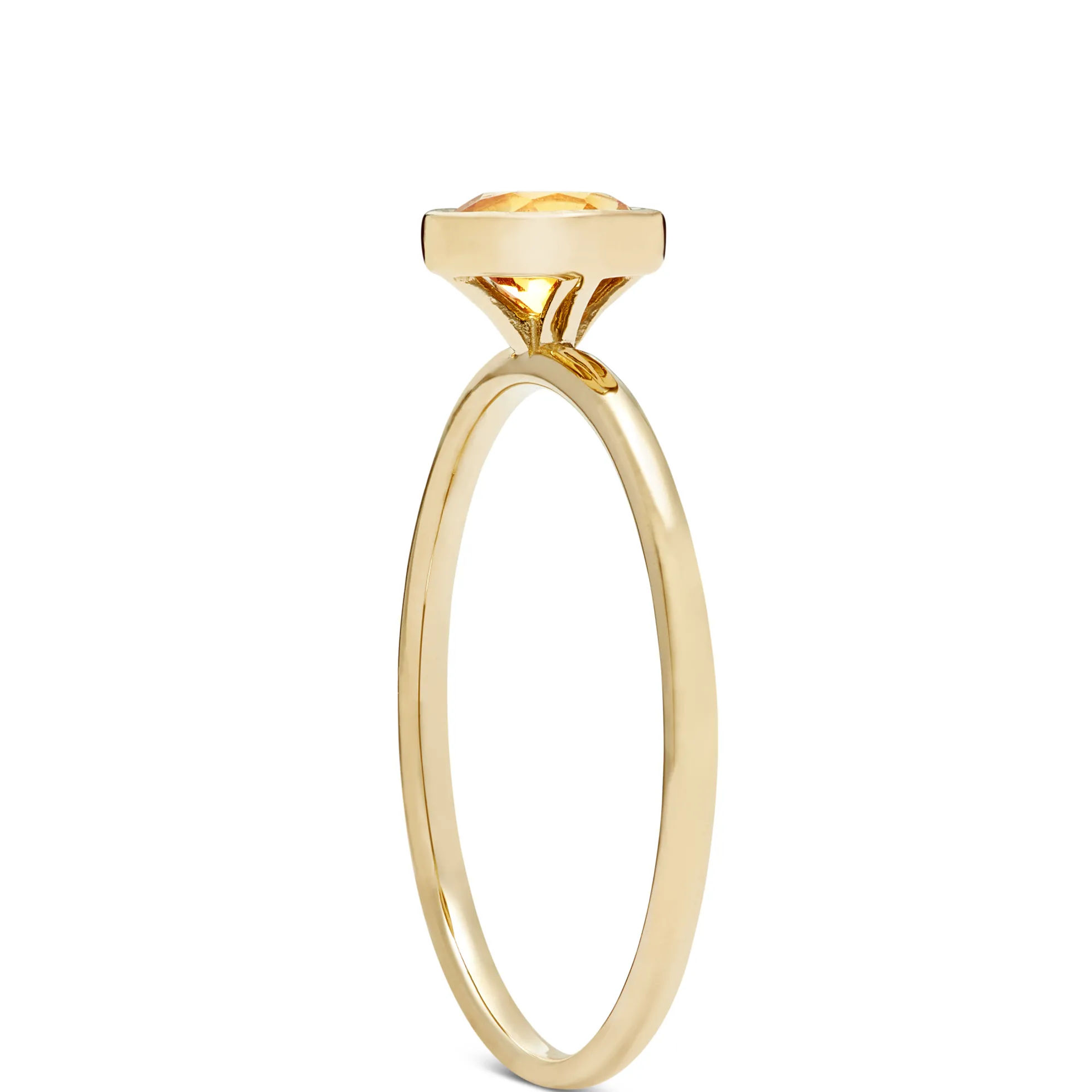 Round Bezel Set Citrine Ring, 14K