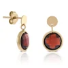 Round Bezel Set Garnet Earrings 14K