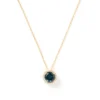 Round Blue Topaz and Diamond Pendant, 14K Yellow Gold