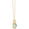 Round Blue Topaz Pendant Necklace, 14K Yellow Gold