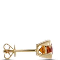 Round Citrine Stud Earrings, 14K Yellow Gold