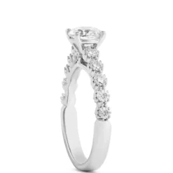 Round Cut Diamond Engagement Ring, 14K White Gold