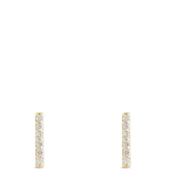 Round Diamond Bar Earrings, 14K Yellow Gold