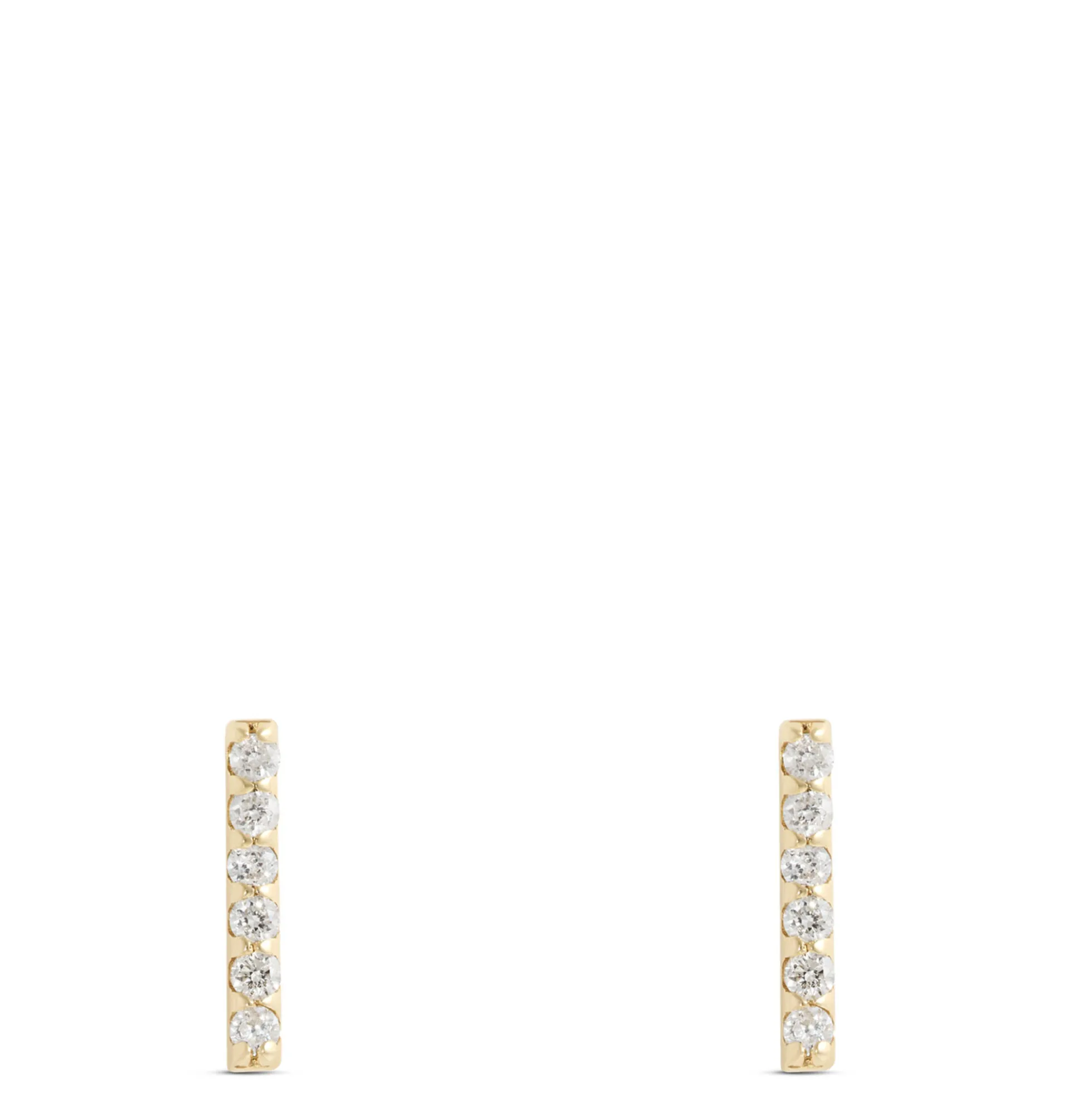 Round Diamond Bar Earrings, 14K Yellow Gold