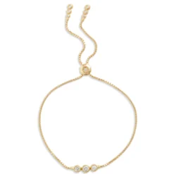 Round Diamond Bolo Bracelet, 14K Yellow Gold