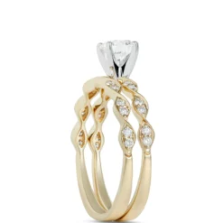 Round Diamond Bridal Set, 14K Yellow Gold