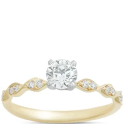 Round Diamond Bridal Set, 14K Yellow Gold