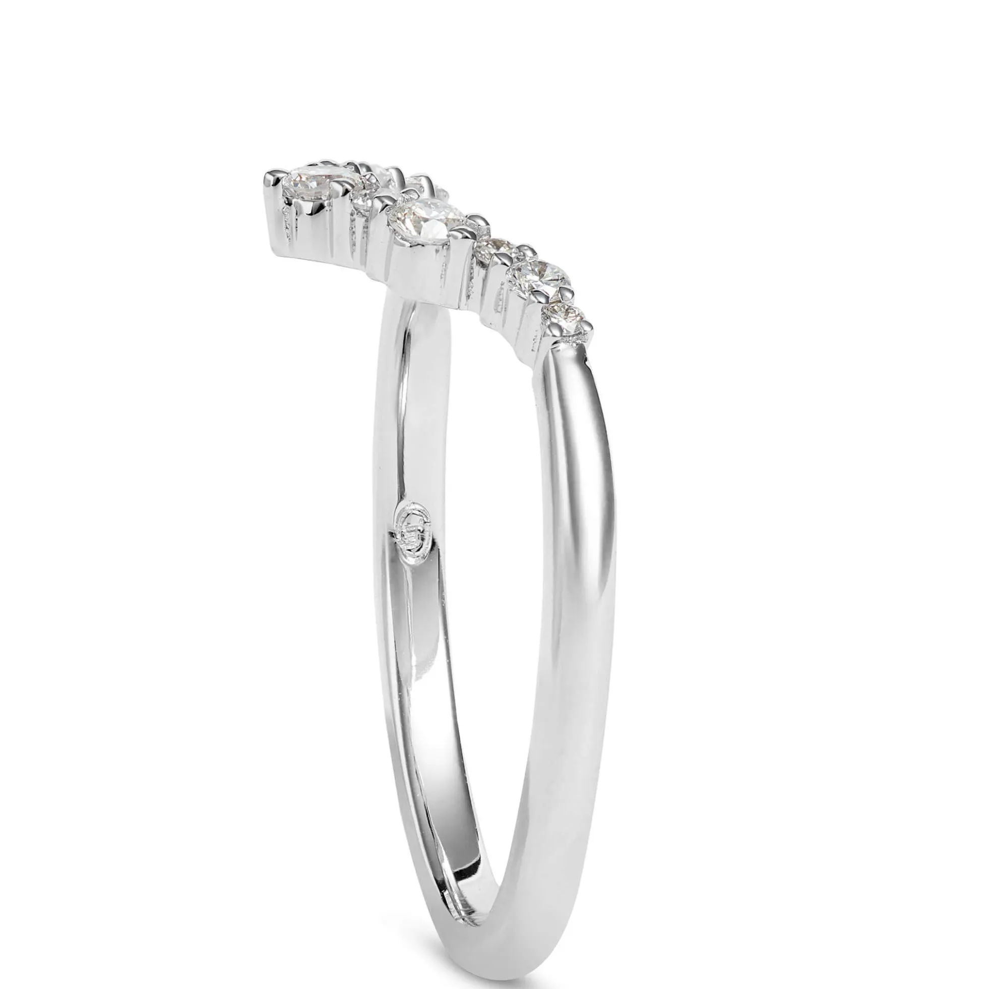 Round Diamond Contour Band, 14K White Gold