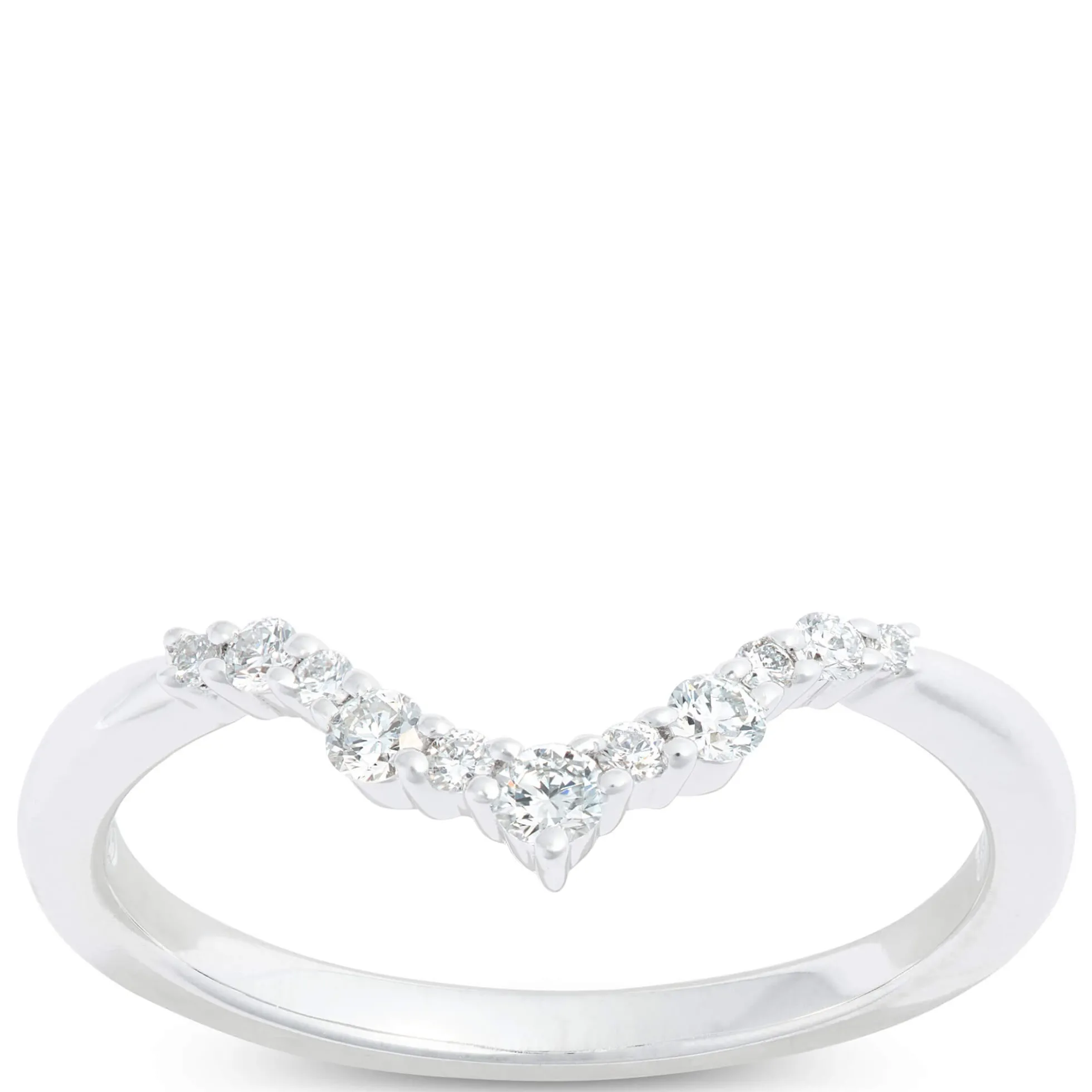 Round Diamond Contour Band, 14K White Gold
