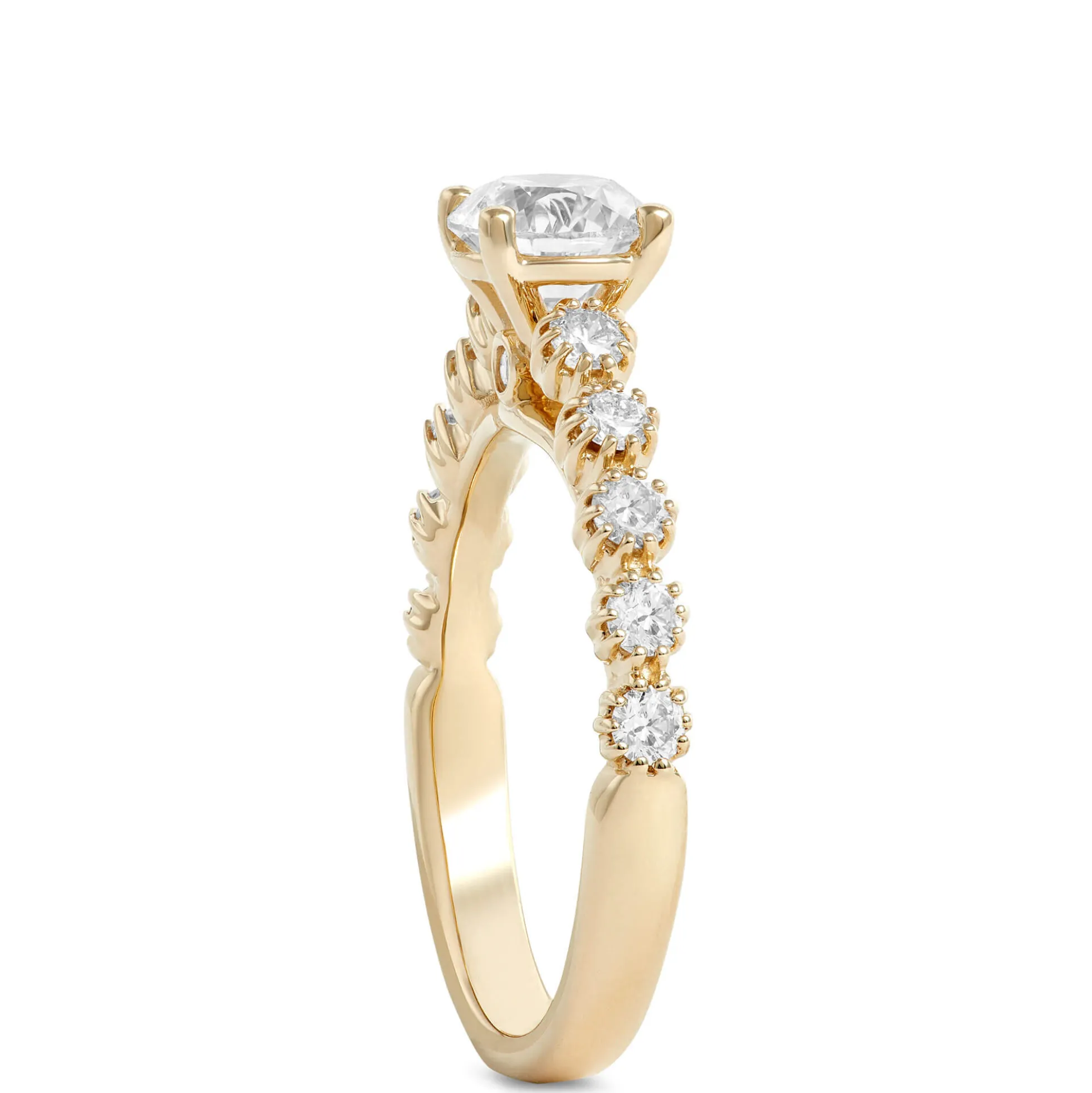 Round Diamond Engagement Ring in 14K Yellow Gold