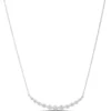 Round Diamond in Graduated Sizes Necklace, 18K White Gold