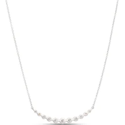 Round Diamond in Graduated Sizes Necklace, 18K White Gold