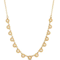 Round Diamond Necklace with Milgrain Bezel Settings