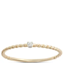 Round Diamond Promise Ring, 14K Yellow and White Gold
