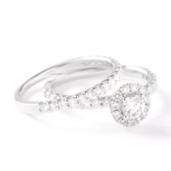 Round Diamond Wedding Band, 14K White Gold