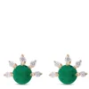 Round Emerald and Diamond Studs, 14K Yellow Gold