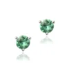 Round Emerald Studs, 14K White Gold