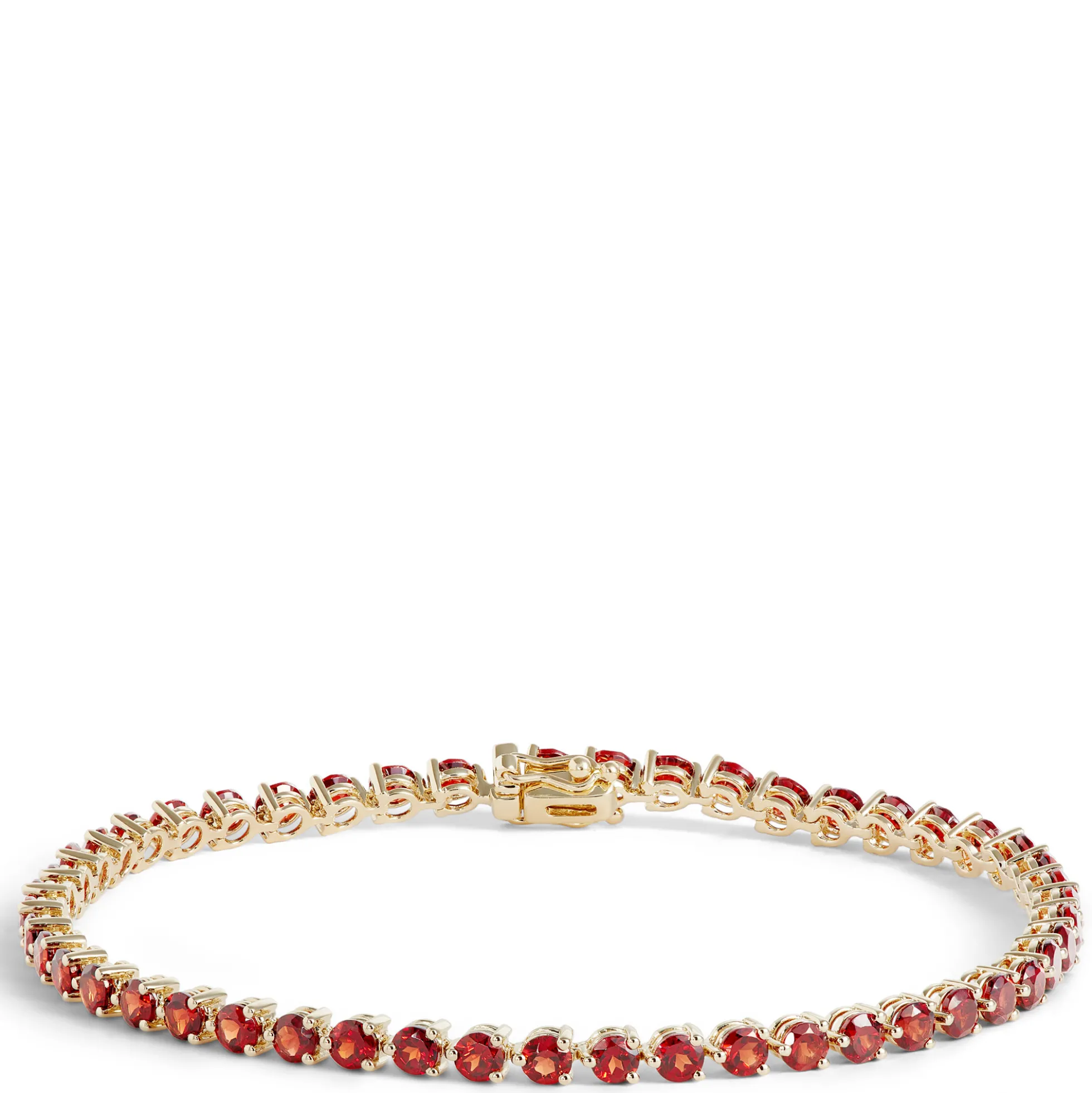 Round Garnet Gemstone Bracelet, 14K Yellow Gold