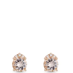 Round Morganite Studs, 14K Rose Gold
