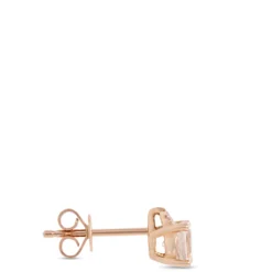 Round Morganite Studs, 14K Rose Gold