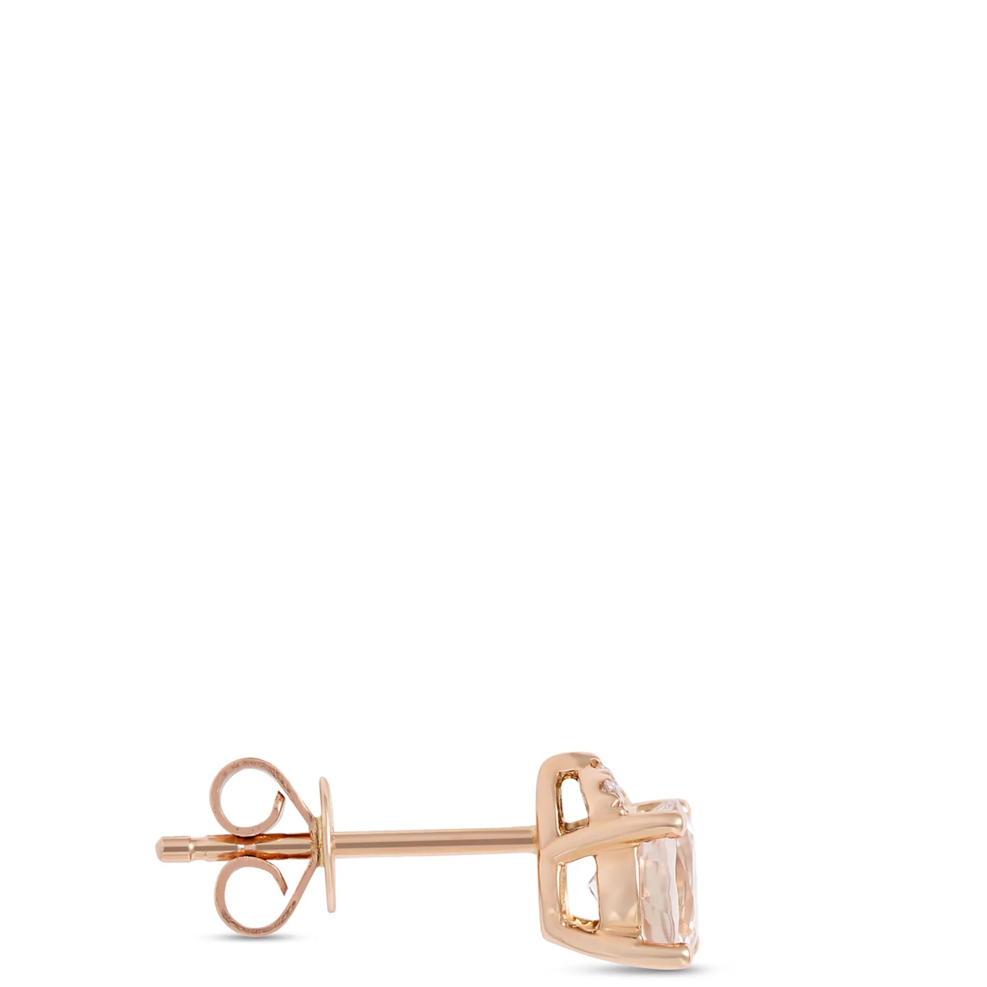 Round Morganite Studs, 14K Rose Gold