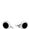 Round Onyx Cufflinks, Sterling Silver