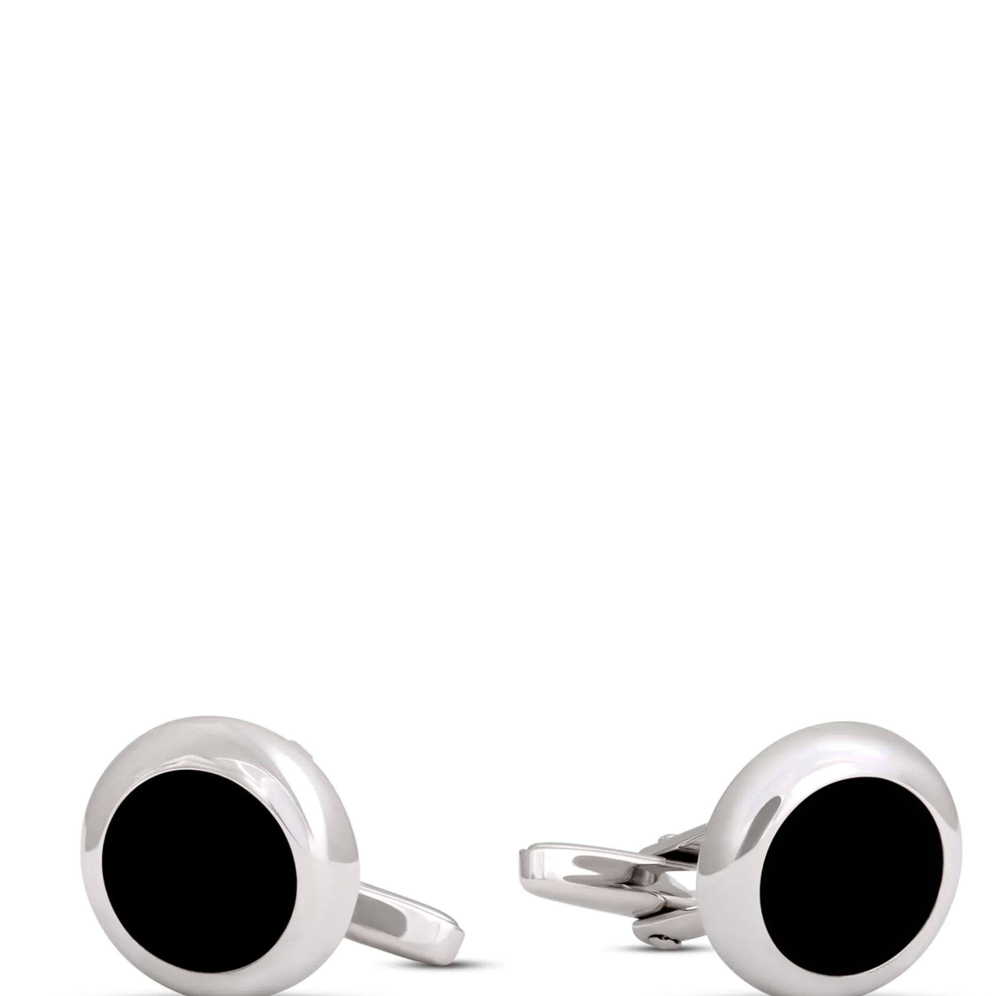 Round Onyx Cufflinks, Sterling Silver