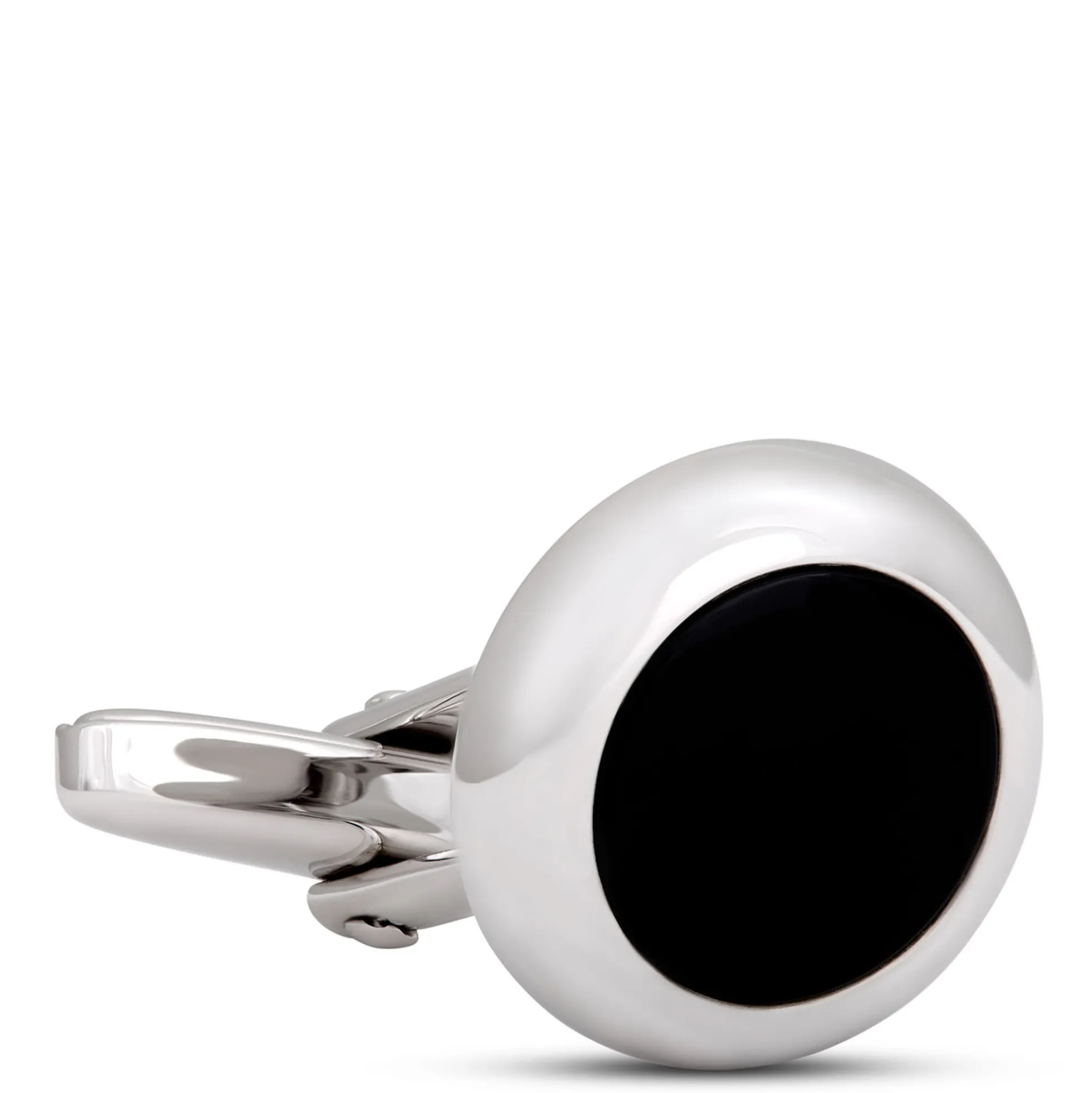 Round Onyx Cufflinks, Sterling Silver