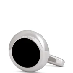 Round Onyx Cufflinks, Sterling Silver