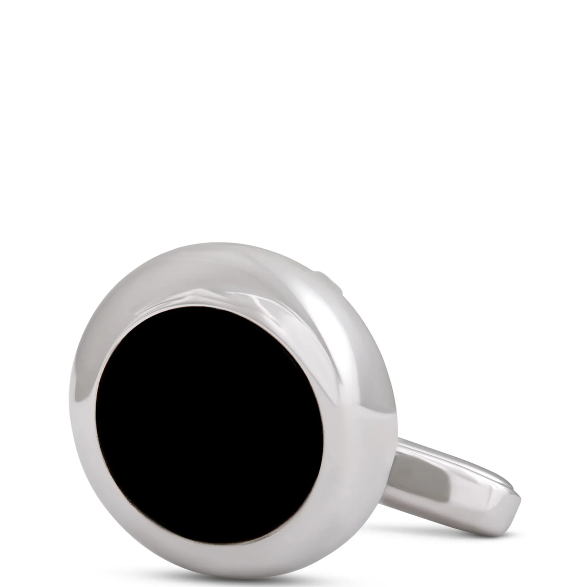 Round Onyx Cufflinks, Sterling Silver