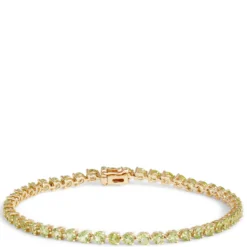 Round Peridot Bracelet, 14K Yellow Gold