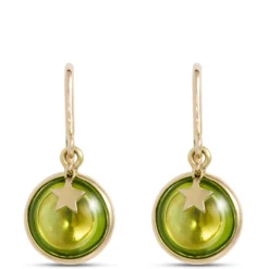 Round Peridot Earrings, 14K Yellow Gold