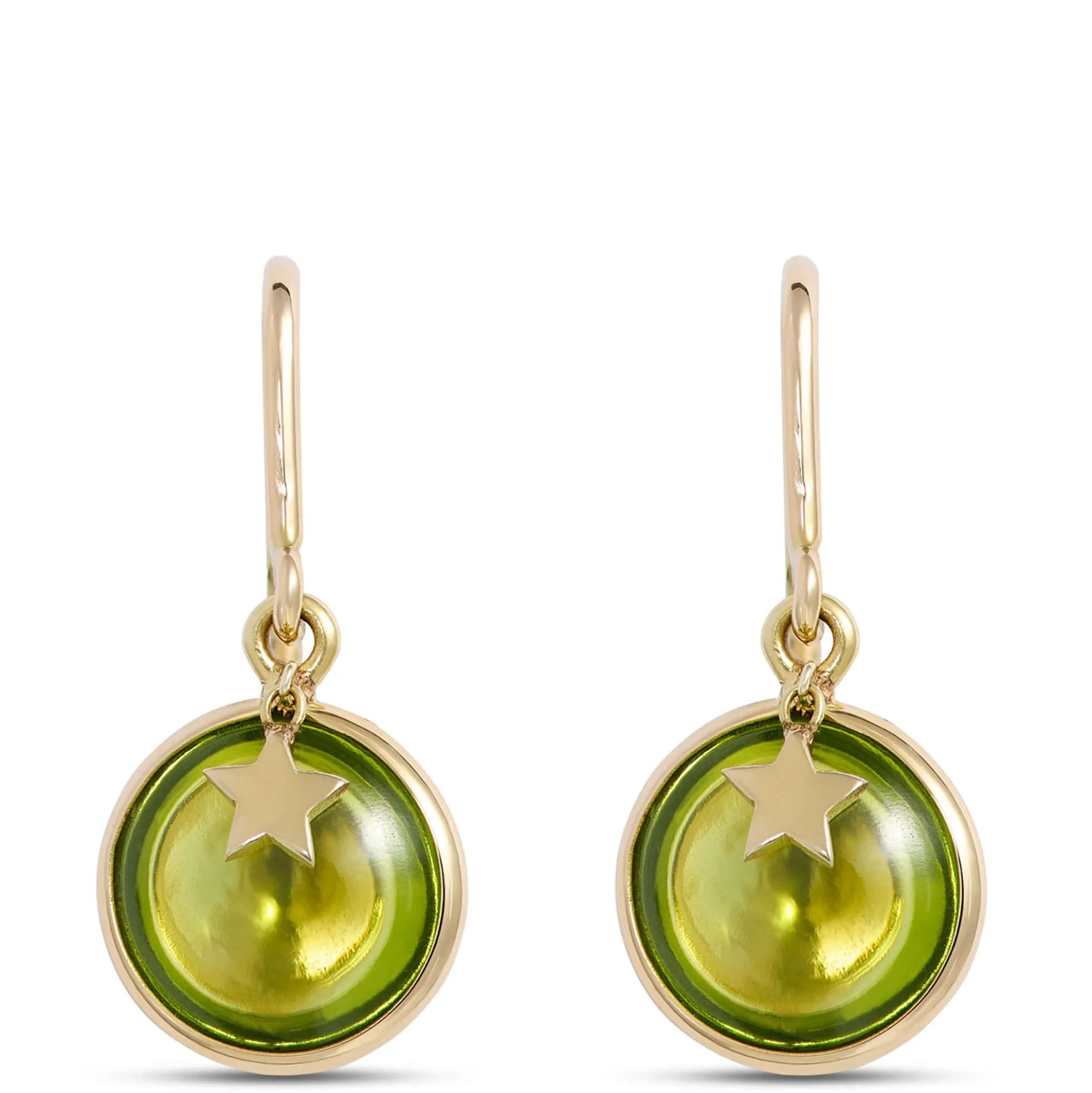 Round Peridot Earrings, 14K Yellow Gold