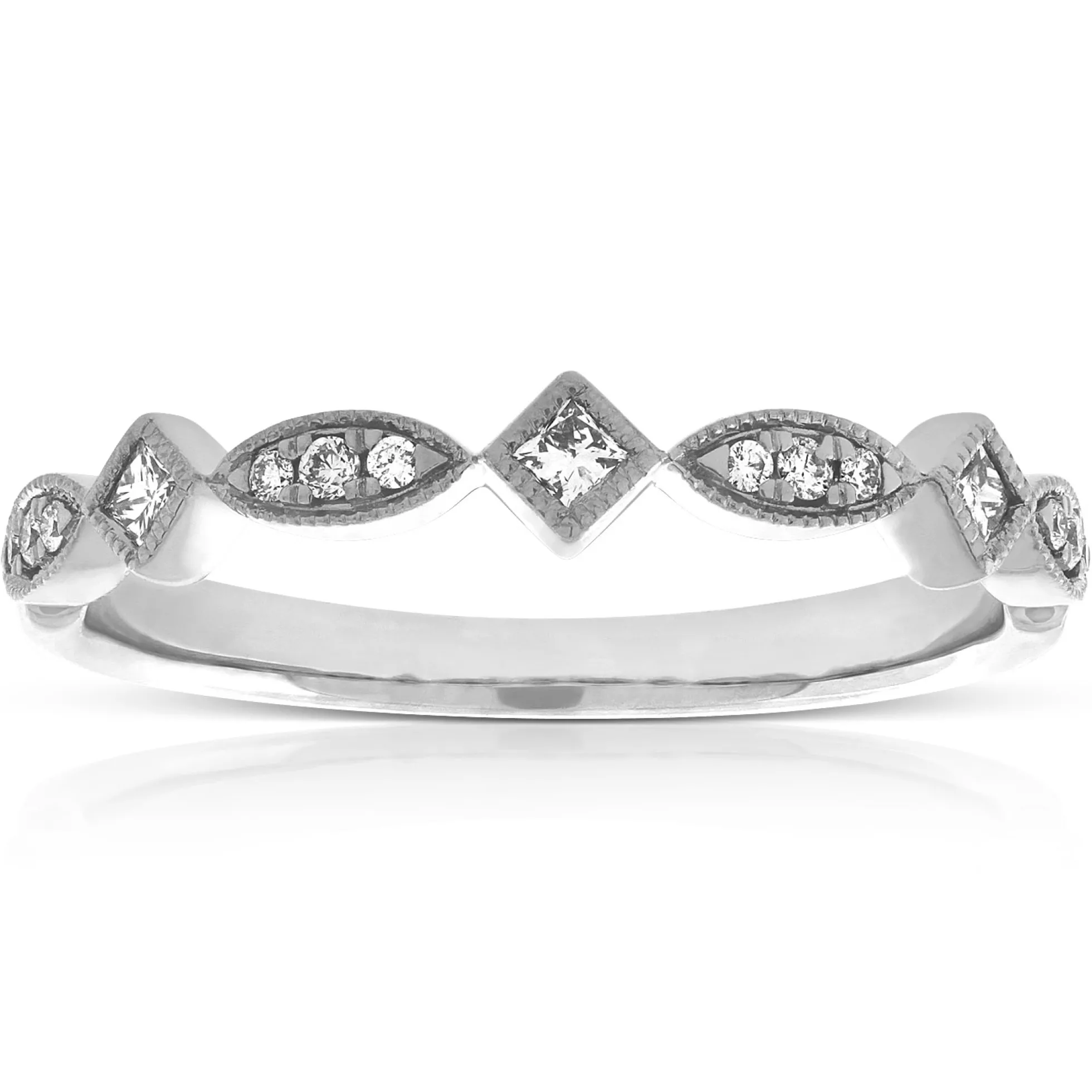 Round & Princess Cut Diamond Band 14K