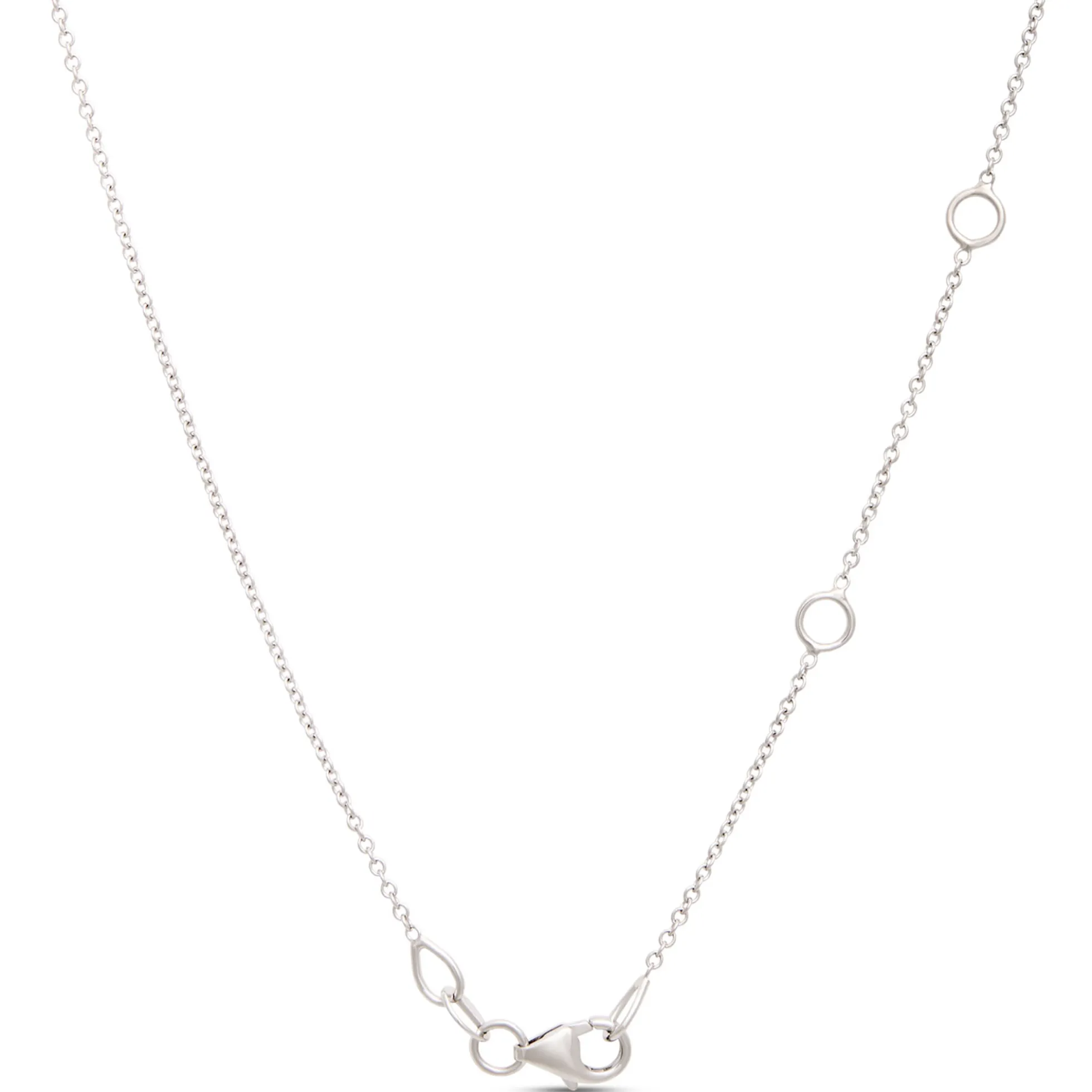 Round Sapphire and Diamond Necklace, ½ Carat, 18K White Gold