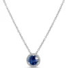 Round Sapphire and Diamond Pendant, 14K White Gold