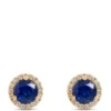 Round Sapphire and Diamond Studs, 0.15 Total Carat Weight 14K Yellow Gold