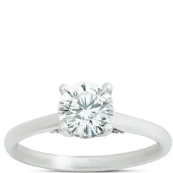 Round Solitaire Diamond Engagement Ring, Platinum