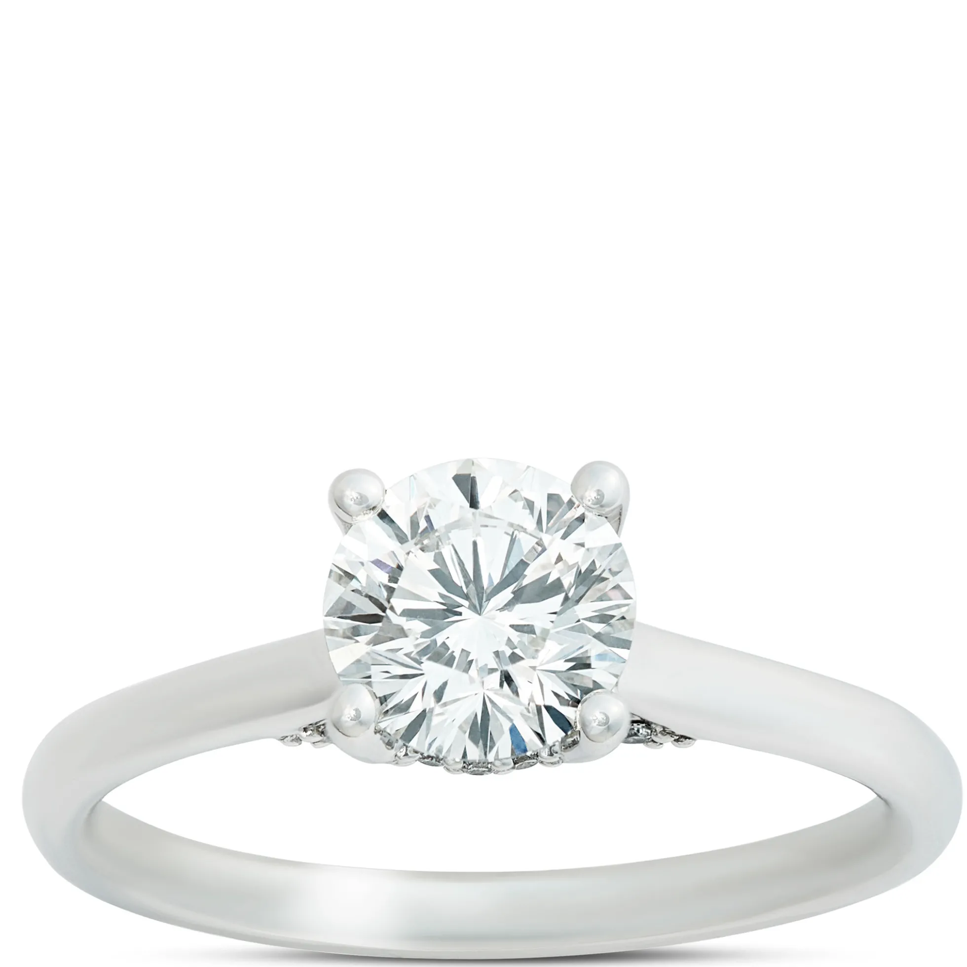 Round Solitaire Diamond Engagement Ring, Platinum