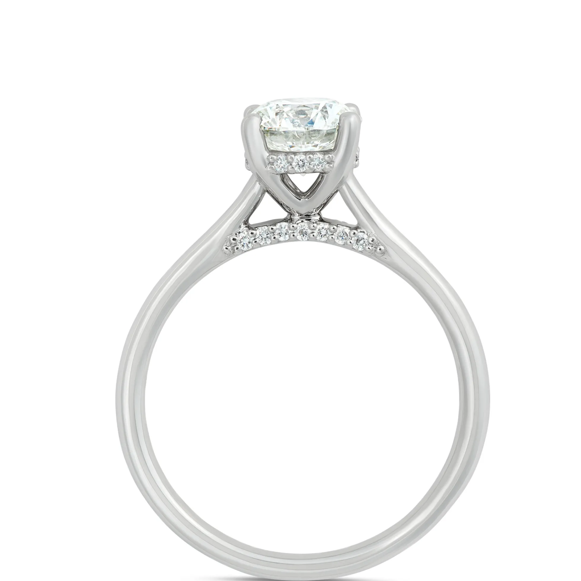 Round Solitaire Diamond Engagement Ring, Platinum