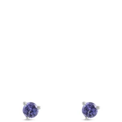 Round Tanzanite Studs, 14K White Gold