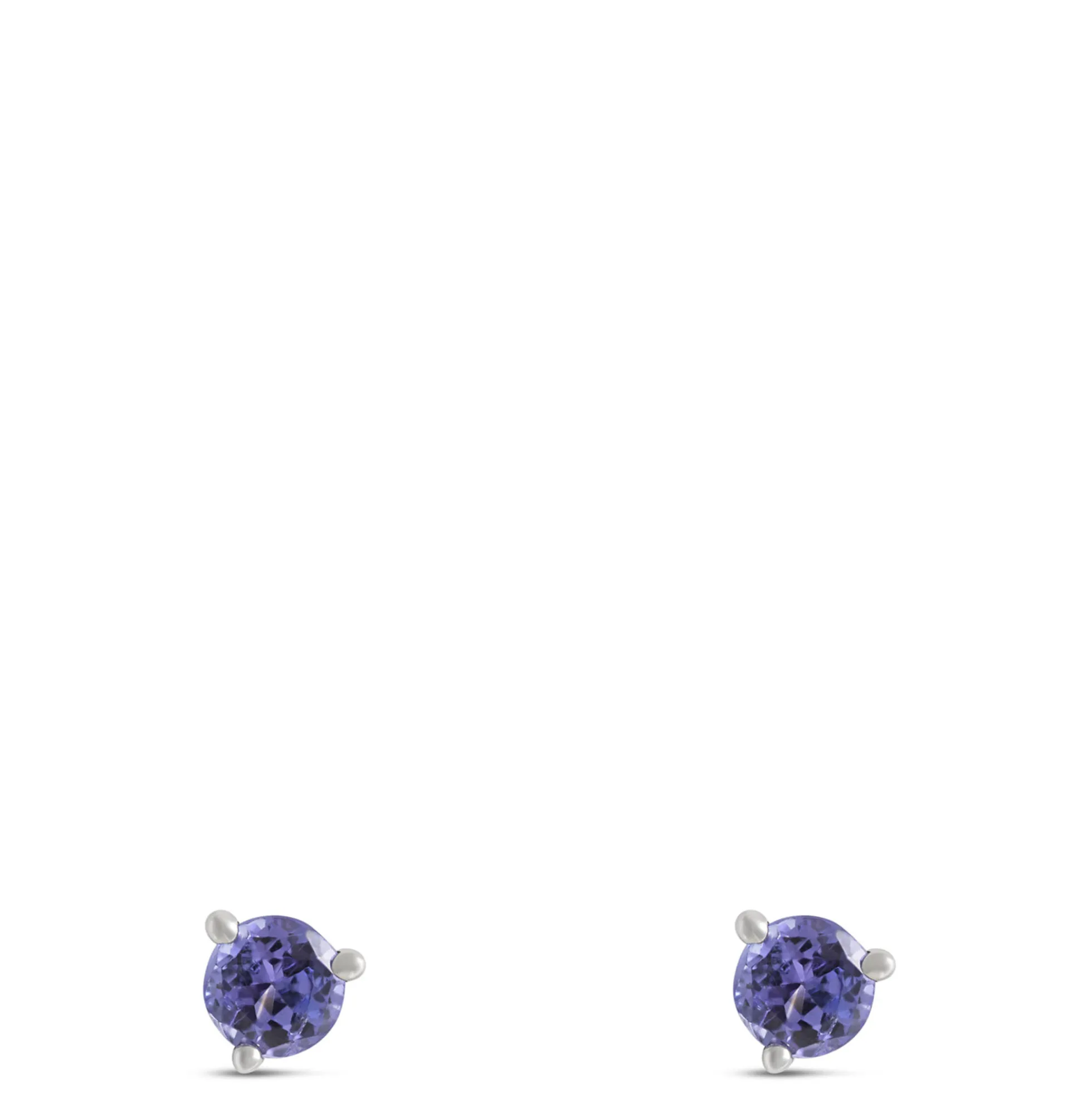 Round Tanzanite Studs, 14K White Gold
