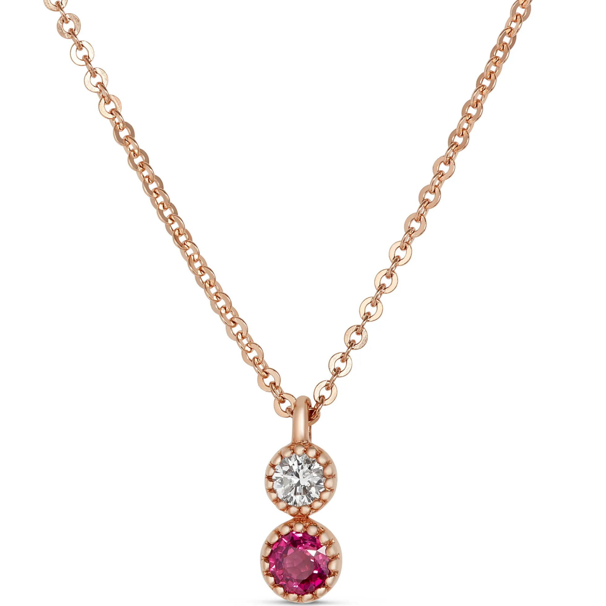 Ruby and Diamond Pendant, 14K Rose Gold