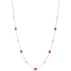 Ruby and Round Diamond Station Necklace, 14K Yellow Gold