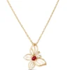 Ruby Butterfly Pendant, 14K Yellow Gold