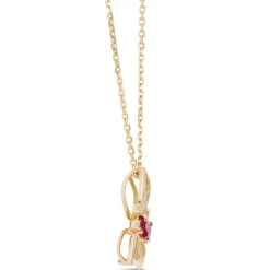Ruby Butterfly Pendant, 14K Yellow Gold