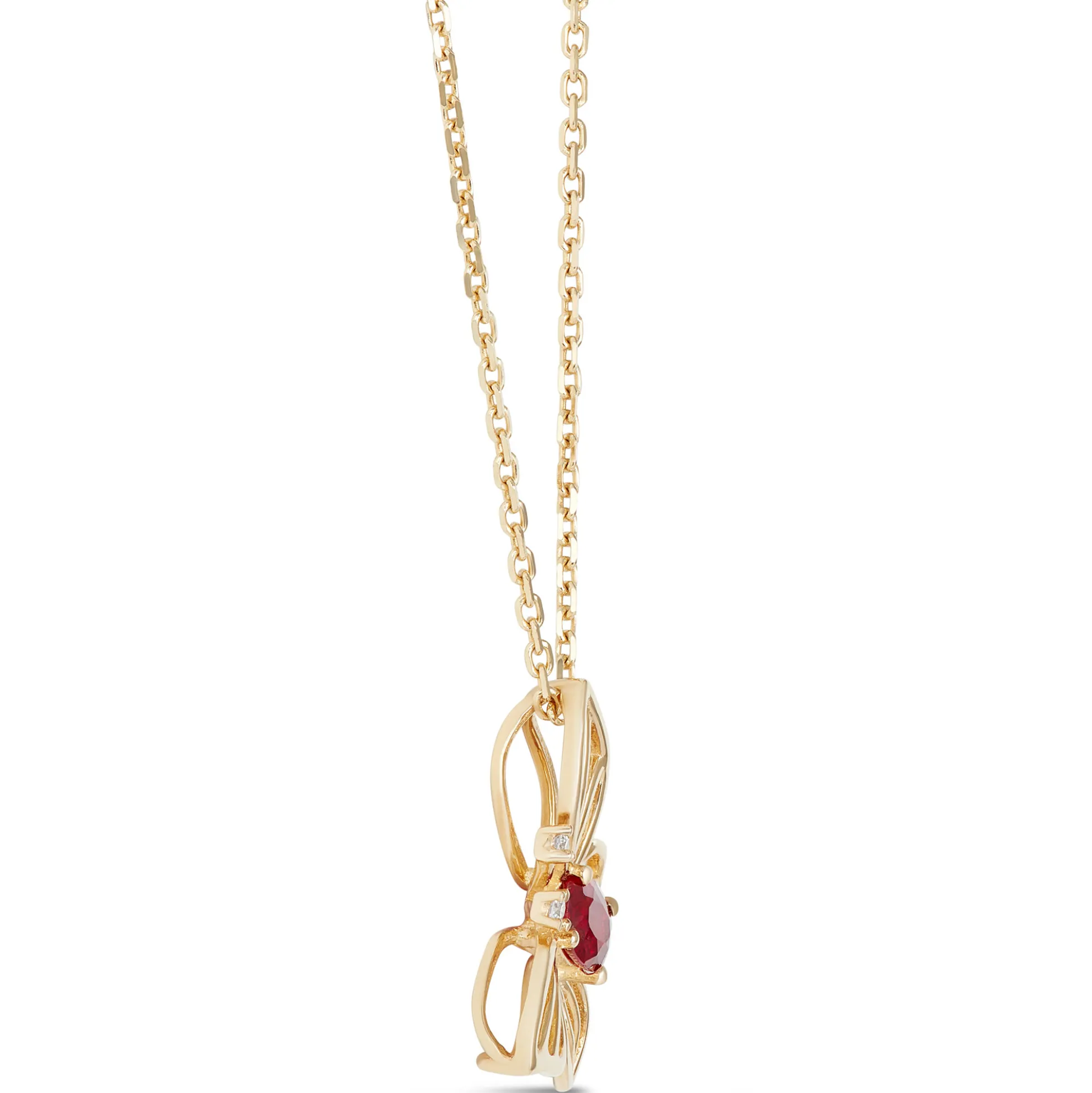 Ruby Butterfly Pendant, 14K Yellow Gold