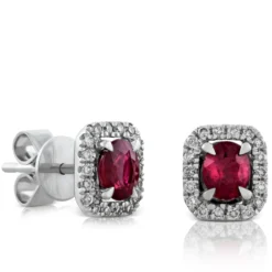 Ruby & Diamond Earrings 14K