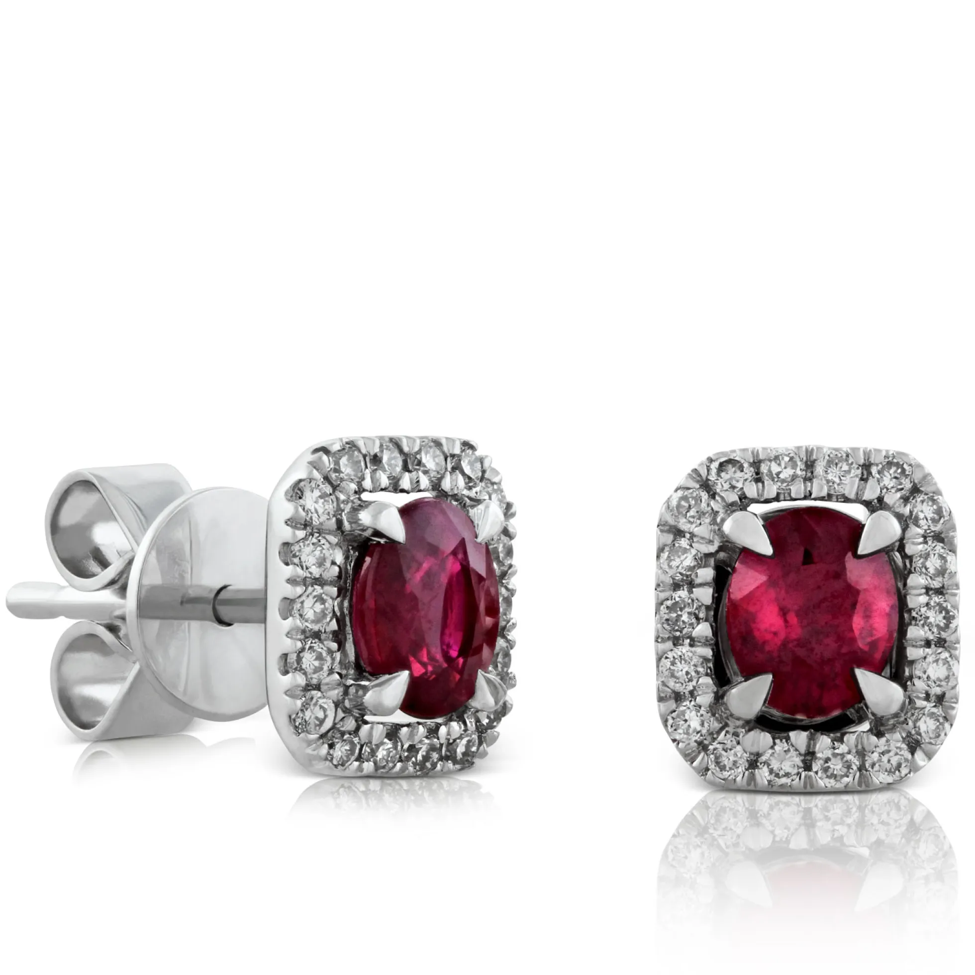 Ruby & Diamond Earrings 14K