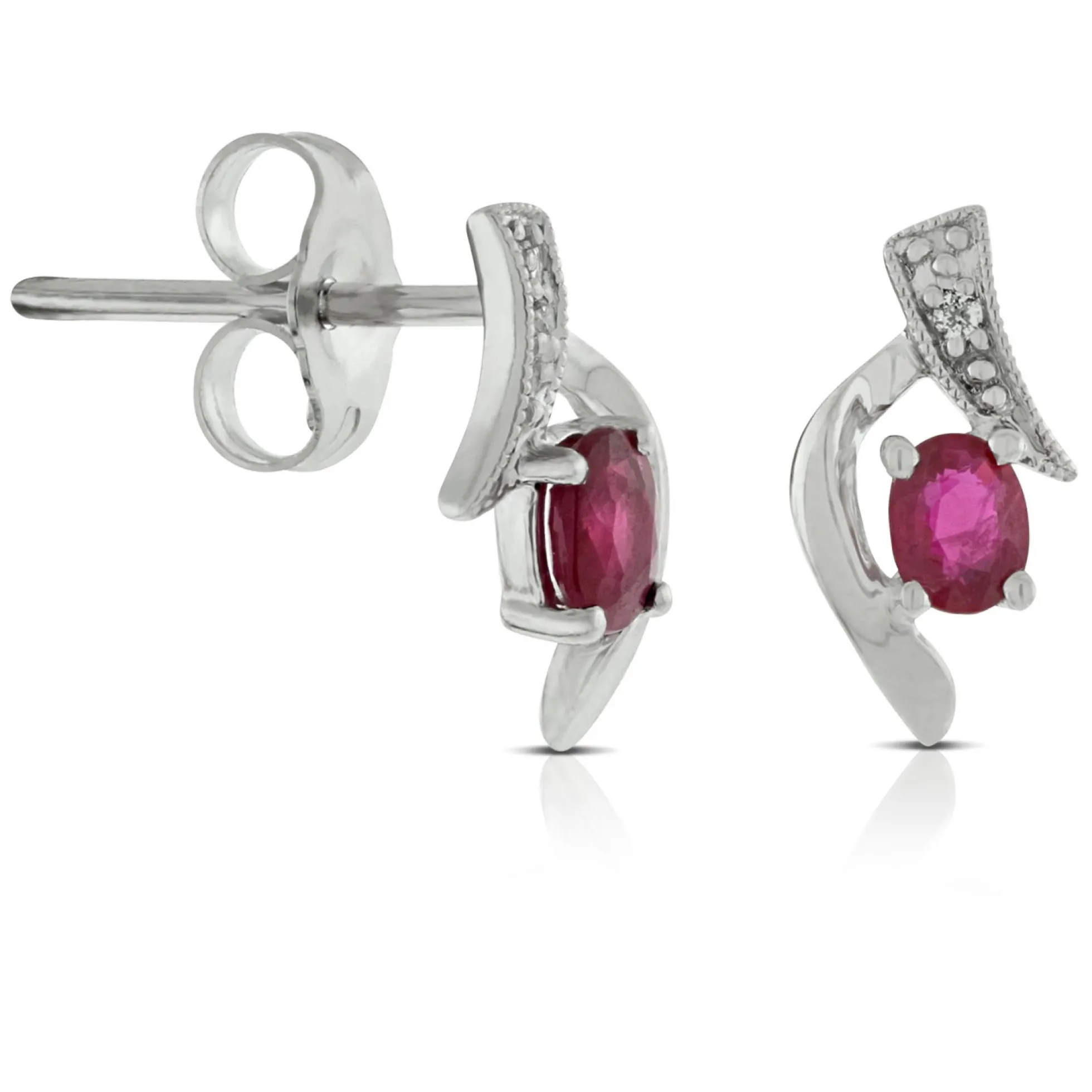 Ruby & Diamond Earrings 14K